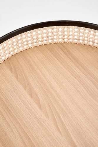 Konferenční stolek Balta kulatý ratanový boho skandinávský 50 cm do obýváku černý Intesi