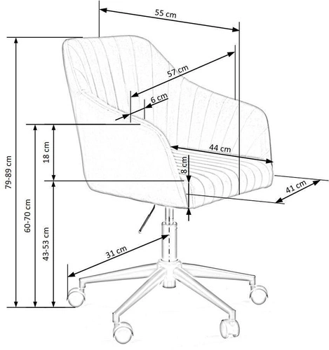 Ergonomická kancelářská židle Emi Velvet šedá sametová otočná s područkami k psacímu stolu