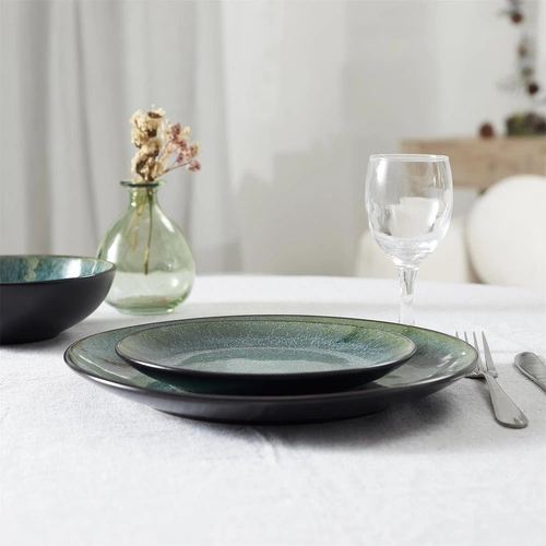 Keramický jídelní talíř Elia 27 cm zelený moderní do kuchyně Intesi vhodný do myčky