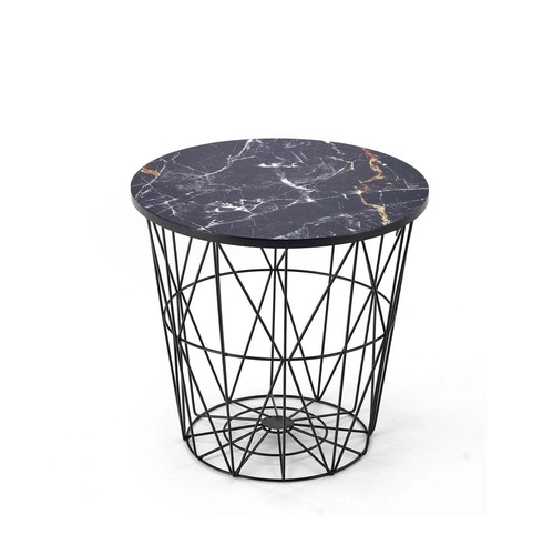 Konferenční stolek Rissa kulatý černý mramor moderní s úložným prostorem do obýváku Intesi