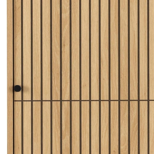 Úzká šatní skříň Albany s lamelami, přírodní dub, moderní do ložnice nebo šatny