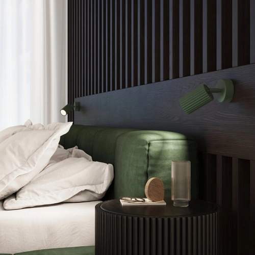 Moderní nástěnné svítidlo Karbon olivově zelené hliníkové s pohyblivým stínidlem do obývacího pokoje SOLLUX