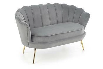Dvoumístná sametová pohovka Florencja šedá glamour do obýváku na zlatých nohách Intesi