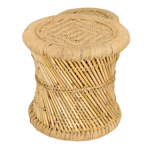 Sada 2 kulatých konferenčních stolků boho Corde z bambusu a konopí do obýváku Atmosphera