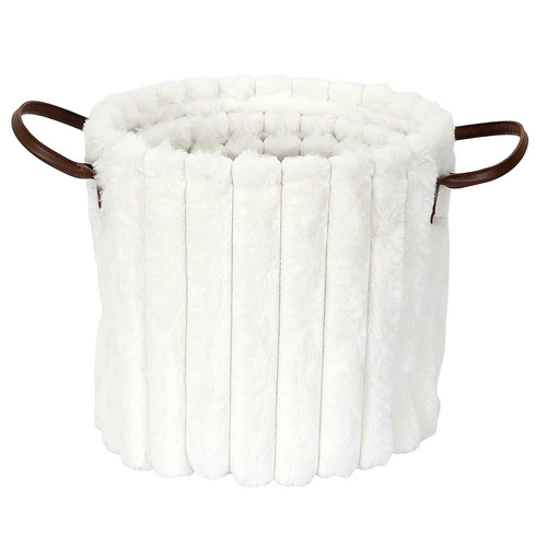 Sada 3 bílých dekoračních košů Furry Intesi z textilu na uložení