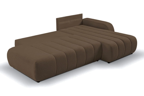 Rohová rozkládací sedačka Hobro hnědá pravá do obýváku moderní s úložným prostorem