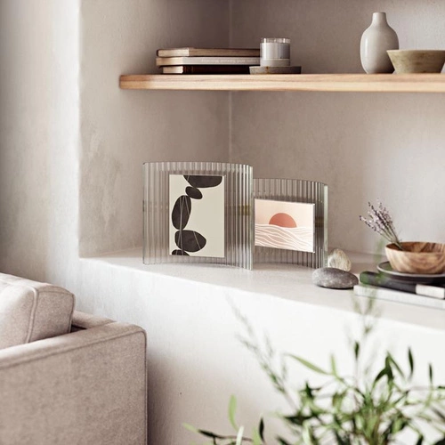 Skleněný zlatý fotorámeček 10x15 Ripley Umbra moderní stojací dekorativní