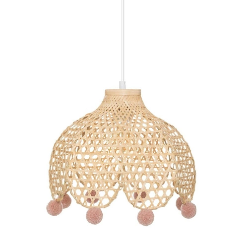 Bambusové stropní svítidlo Atmosphera boho s třásněmi, nastavitelné do dětského pokoje