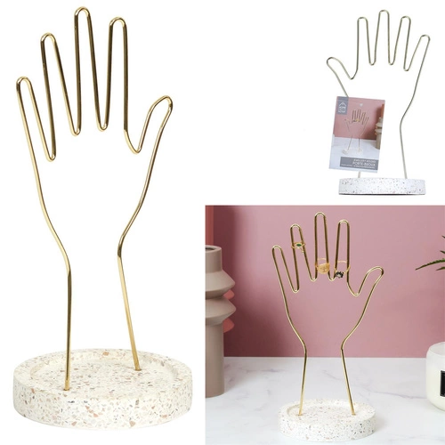 Stojan na šperky Arty zlatý terrazzo na prsteny a náramky glamour