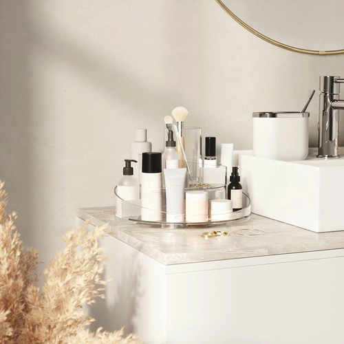 Organizér na kosmetiku Umbra Cascada průhledný moderní s přihrádkami do koupelny 25x25 cm