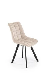 Čalouněná jídelní židle Giselda béžová moderní s opěrkou na černých nohách Intesi