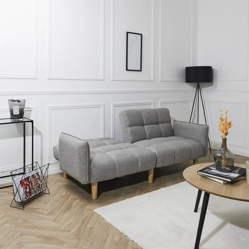 Rozkládací pohovka s funkcí spaní Sara šedá skandinávská do obýváku a studentského pokoje Intesi