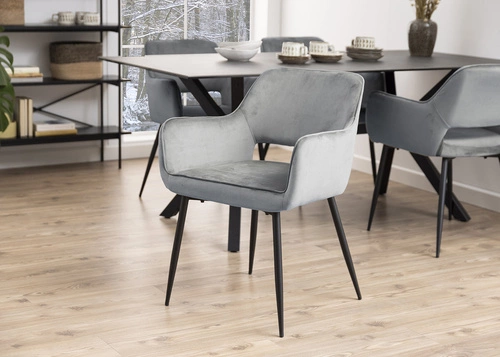 Jídelní židle Ranja Actona čalouněná šedá s područkami moderní glamour