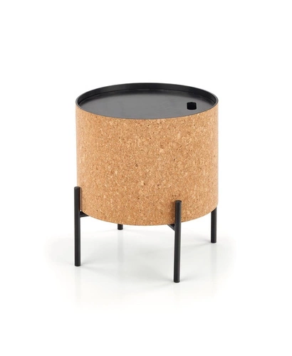 Konferenční stolek Teffa kulatý loftový s úložným prostorem do obýváku přírodní černý 38 cm