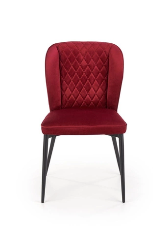 Jídelní židle Emmy čalouněná sametem vínová moderní prošívaná na černých nohách Intesi
