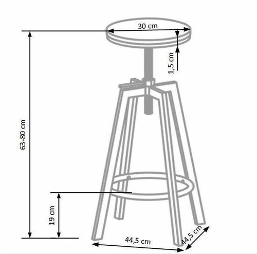 Barová stolička Olde černá kovová loftová bez opěradla do kuchyně a k ostrůvku 80 cm Intesi