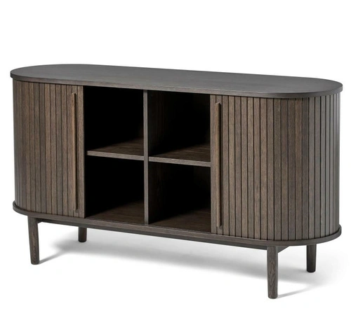 Komoda Meta 140 cm dub espresso rýhovaná na nožkách do obývacího pokoje