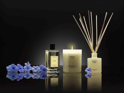 Cereria Molla French Linen aroma difuzér s tyčinkami do bytu 100ml skleněný