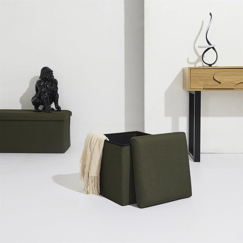 Skládací čtvercová taburetka se schovkou Vels Atom Intesi moderní do předsíně khaki 38x38 cm