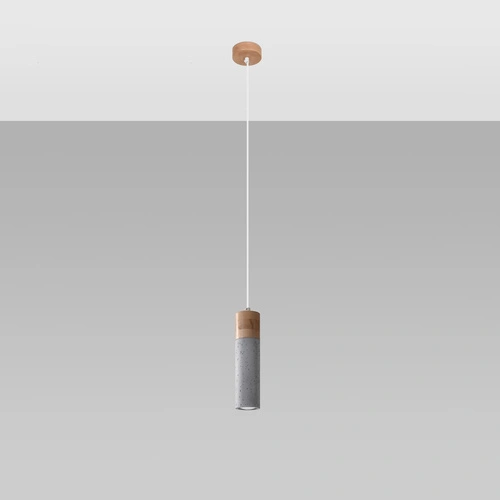 Závěsné svítidlo ZANE šedé betonové a dřevěné do kuchyně a jídelny moderní 120 cm
