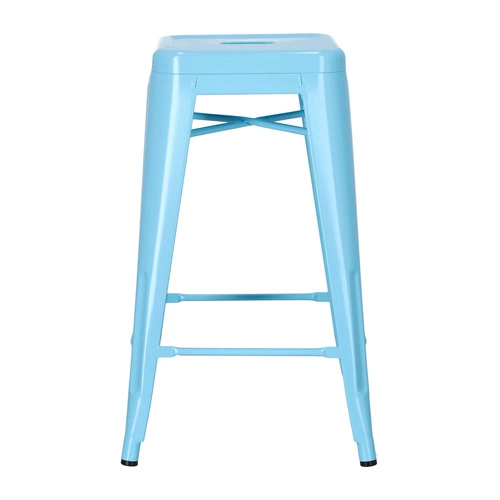 Barová stolička Paris 66 cm modrá kovová industriální bez opěrky k kuchyňskému ostrůvku D2.DESIGN