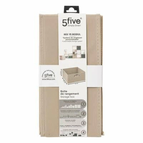 Textilní úložný box do police 31x15 cm tmavě béžový s kovovou rukojetí 5five
