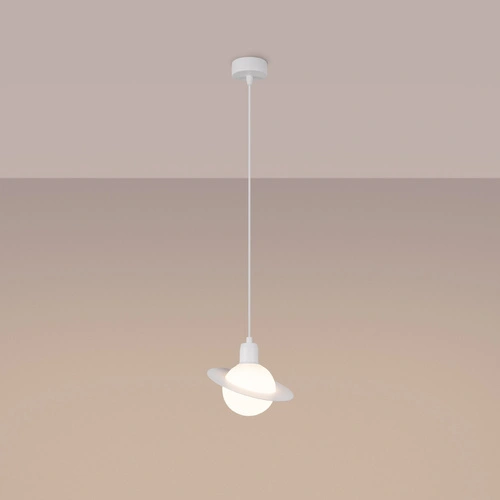 Závěsné svítidlo koule HYPERION 1 bílé moderní do obýváku a jídelny, výškově nastavitelné 125 cm