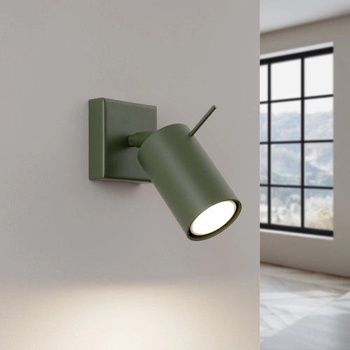 Nástěnné svítidlo RING moderní olivově zelené ocelové s nastavitelným stínidlem do obýváku SOLLUX