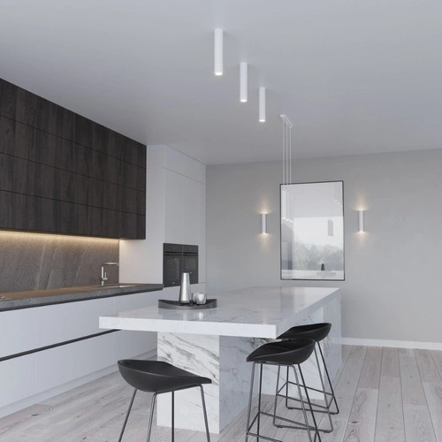 Moderní bílý stropní přisazený světlo z kovu Lagos 30 do obýváku, kuchyně a ložnice Sollux