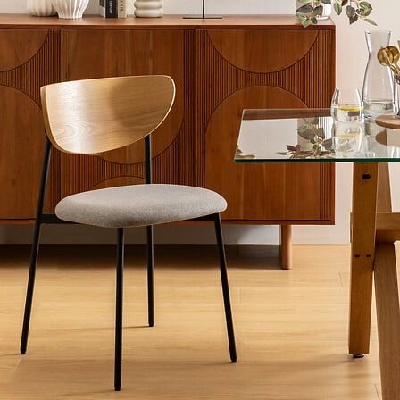 Čalouněná jídelní židle Jaisa Atmosphera šedá, moderní na černých nohách