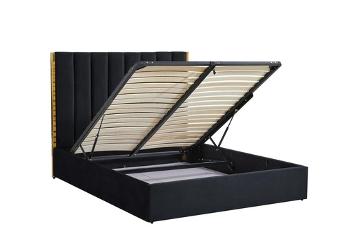 Čalouněná postel Pola 160x200 černá s úložným prostorem glamour do ložnice bez matrace
