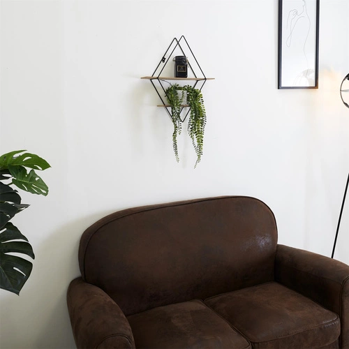 Závěsná police na květiny a dekorace Diamond černá dřevěná moderní 46 cm