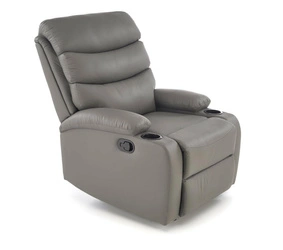 Rozkládací křeslo Persjan Intesi do obýváku s podnožkou šedá ekokůže moderní relax