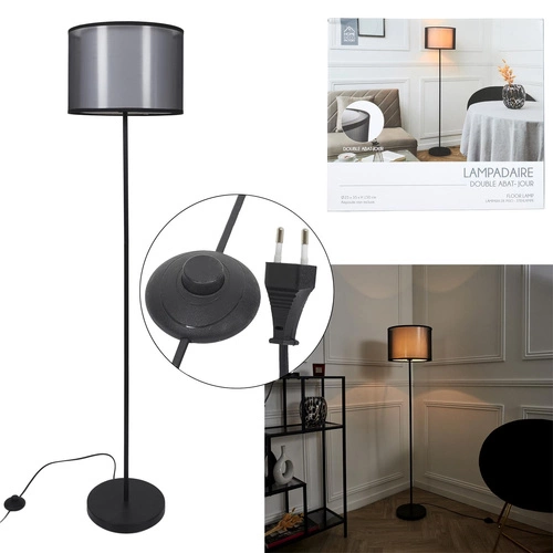 Intesi Shade stojací lampa černá s moderním stínidlem do obýváku a ložnice 150 cm