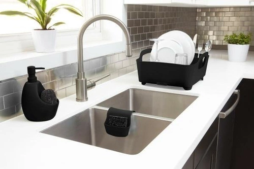 Keramický dávkovač na mycí prostředek a houbičku Joey Umbra černý do kuchyně