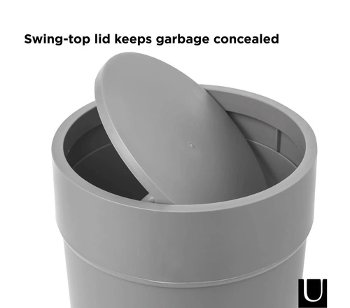 Koš na odpadky Umbra Touch šedý moderní do koupelny s víkem 6 l