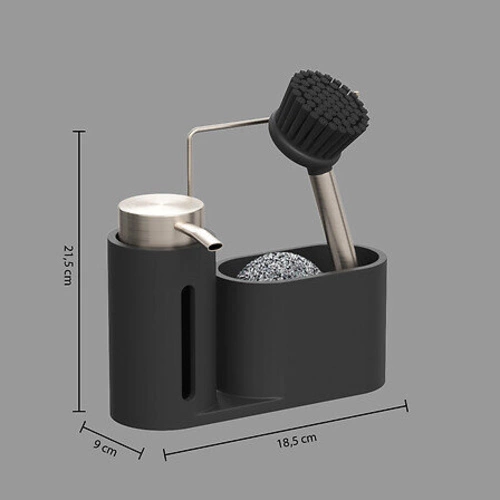 Kuchyňský organizér 5five černý s dávkovačem na jar a houbičkou na dřez