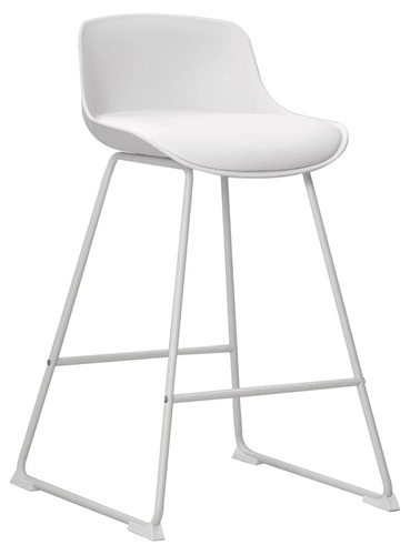 Barová židle s opěrkou Tina bílá moderní do kuchyně a k ostrůvku 66 cm ekokůže Actona