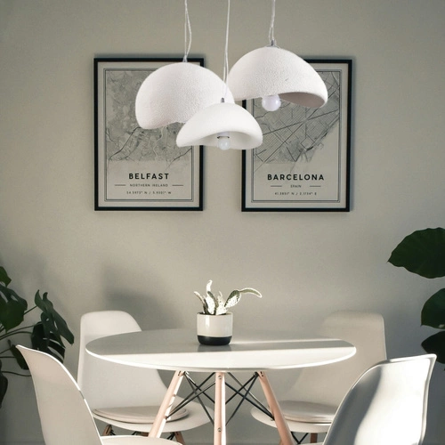 Moderní závěsné svítidlo STONE FLAT bílé 40 cm do obýváku a jídelny s nastavitelnou výškou