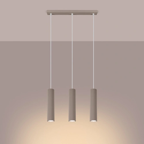 Závěsné svítidlo KARBON 3ramenné béžové moderní do kuchyně a nad ostrůvek