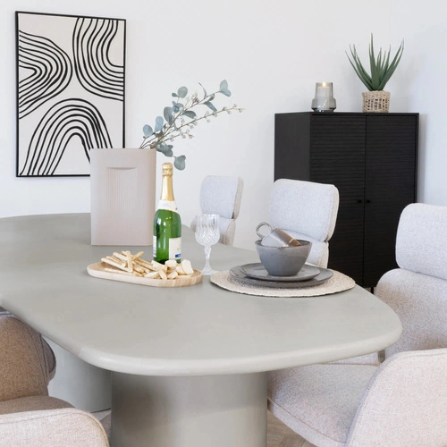 Jídelní stůl Maranola oválný 96x240 béžový moderní pevný
