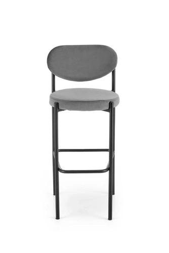 Barová židle Camile sametová šedá s vysokým opěradlem moderní do kuchyně a jídelny Intesi