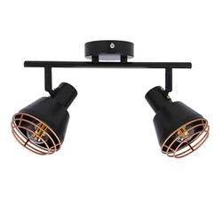 Stropní svítidlo Neria industriální černé s měděným stínidlem nastavitelná do obývacího pokoje