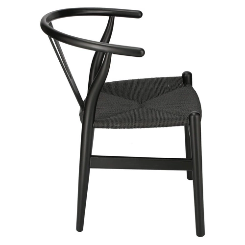 Dřevěná jídelní židle s područkami Wicker Color D2.DESIGN černá inspirovaná Wishbone