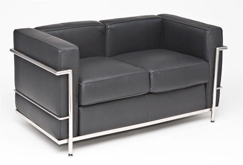 Kožená dvoumístná pohovka Kubik D2.DESIGN černá moderní do obýváku a kanceláře