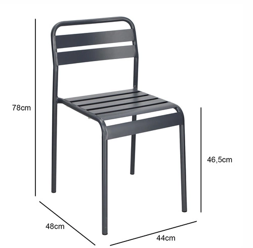 Kovová zahradní židle Terra antracitová Intesi loftová stohovatelná na balkon a terasu