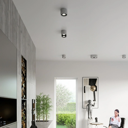 Stropní svítidlo BASIC 1 šedý beton kulaté moderní do obýváku a kuchyně SOLLUX