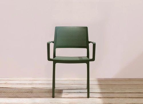 Zahradní židle Emi SCAB Design zelená plastová stohovatelná s područkami