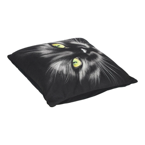 NERO sametový dekorační polštář s potiskem kočky 40x40 cm do obýváku Intesi