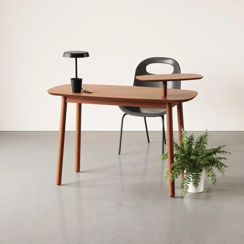 Psací stůl Swivo ořech moderní s otočnou policí skandinávský dřevěný 127 cm